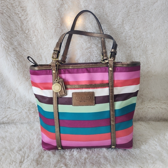 Coach Handbags - Coach Legacy Stripe Sateen Tote Bag